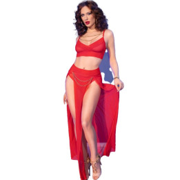 CHILIROSE - CR 4850 SET TOP ROJO Y LEGGINS CON COMPLEMENTOS DORADOS S | VibraZon