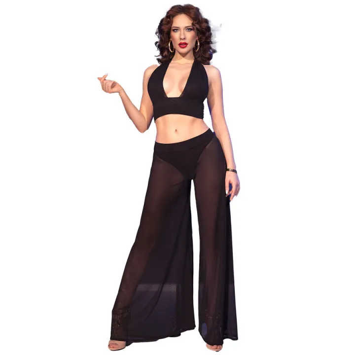 CHILIROSE - CR 4857 SET TOP Y PANTALONES NEGRO TALLA M