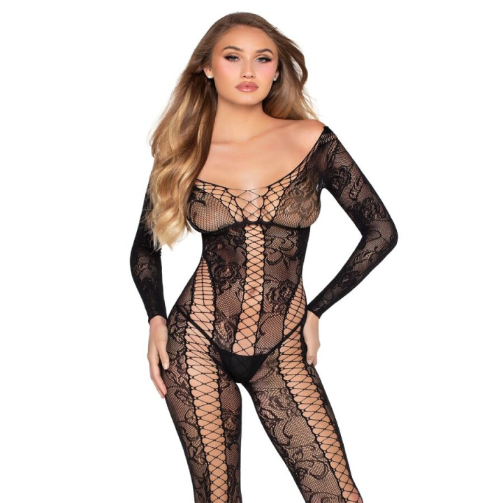 LEG AVENUE - 89369 JUMPSUIT DE ROJO Y ENCAJE NEGRO - TALLA ÚNICA | VibraZon