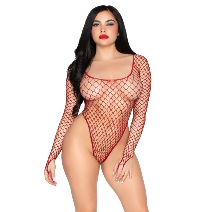 LEG AVENUE - 89377 BODYSUIT DE ROJO INDUSTRIAL DE CORTE ALTO ROJO - TALLA ÚNICA | VibraZon