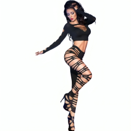 CHILIROSE - CR 3654 TOP & LEGGINS NEGRO S/M | VibraZon