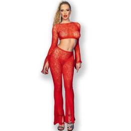 CHILIROSE - CR 4648 TOP & PANTALON ROJO S/L | VibraZon