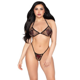 LEG AVENUE - 86147 TOP DE SUJETADOR DE ROJO Y PANTY G-STRING NEGRO - TALLA ÚNICA | VibraZon