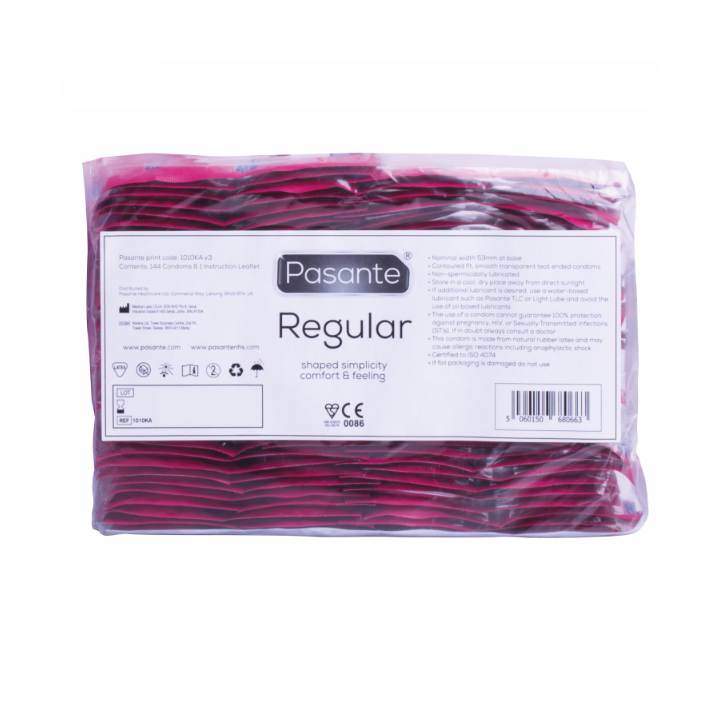 PASANTE - PRESERVATIVO GAMA REGULAR 144 UNIDADES (BOLSA) | VibraZon