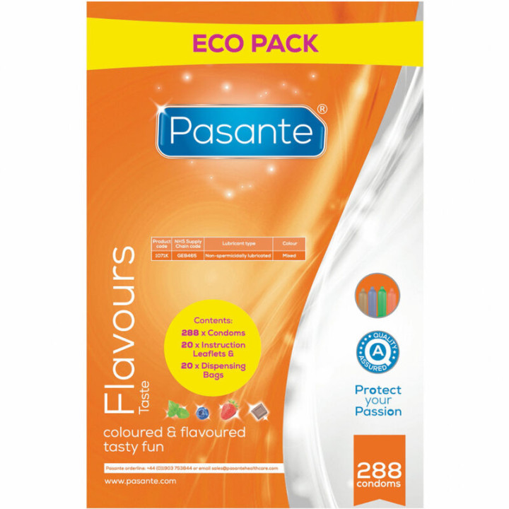 PASANTE - PRESERVATIVO ECO PACK SABORES BOLSA 288 UNIDADES | VibraZon