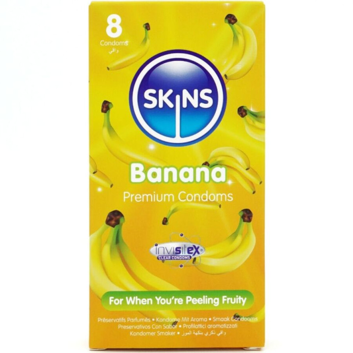 SKINS - PRESERVATIVOS PREMIUM SABOR PLÁTANO PACK 8 | VibraZon