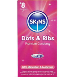 SKINS - DOTS & RIBS PRESERVATIVOS PREMIUM PACK 8 | VibraZon