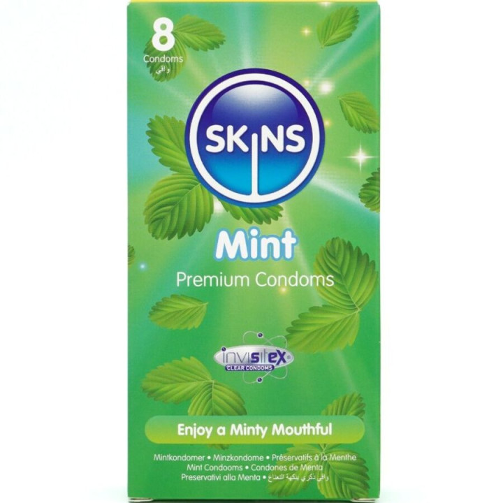 SKINS - PRESERVATIVOS PREMIUM SABOR MENTA PACK 8 | VibraZon