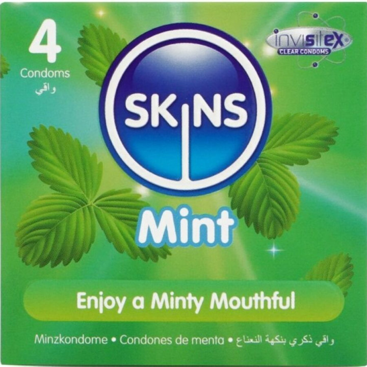SKINS - PRESERVATIVOS PREMIUM SABOR MENTA PACK 4 | VibraZon