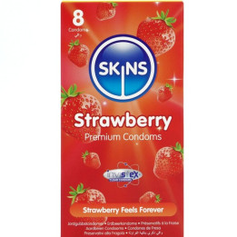 SKINS - PRESERVATIVOS PREMIUM SABOR FRESA PACK 8 | VibraZon