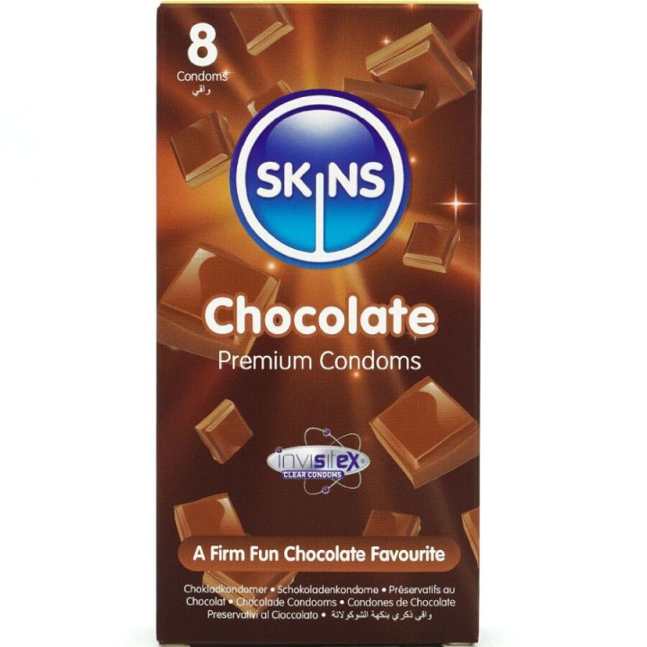 SKINS - PRESERVATIVOS PREMIUM SABOR CHOCOLATE PACK 8 | VibraZon