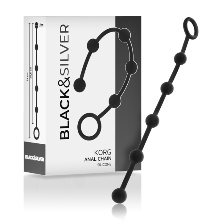 NEGRO&PLATEADO - KORG ROSARIO ANAL INICIACION SILICONA 21 CM | VibraZon