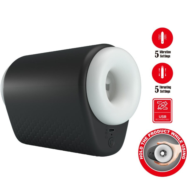 PRETTY LOVE - DJ GIRL MASTURBADOR MASCULINO CON VIBRACIÓN 5 CONFIGURACIONES NEGRO | VibraZon