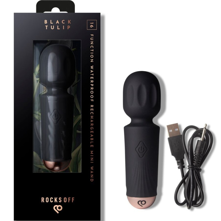 ROCKS-OFF - MINI WAND RECARGABLE 16 FUNCIONES NEGRO | VibraZon
