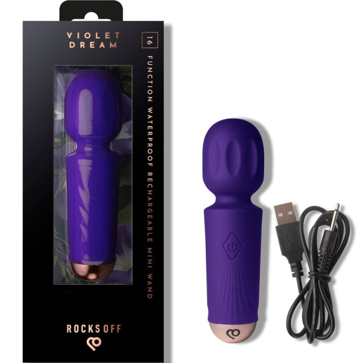 ROCKS-OFF - MINI WAND RECARGABLE 16 FUNCIONES VIOLETA | VibraZon
