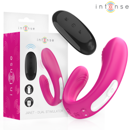 INTENSE - JANET ESTIMULADOR Y VIBRADOR DUAL EN FORMA DE U CON CONTROL REMOTO ROSA | VibraZon