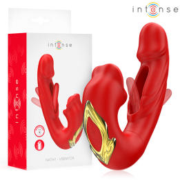 INTENSE - NATHY VIBRADOR DOBLE CON BOCA ESTIMULADORA MULTIFUNCIÓN ROJO | VibraZon