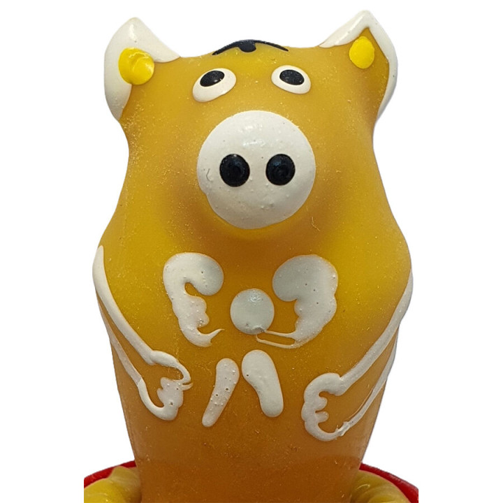 CONDOMERIE - PRESERVATIVO DECORATIVO PINTADO A MANO CERDO SENTADO AMARILLO | VibraZon