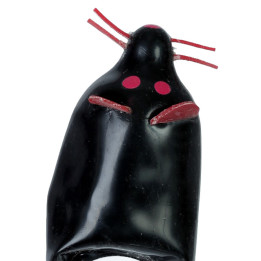 CONDOMERIE - PRESERVATIVO DECORATIVO PINTADO A MANO RATÓN NEGRO XL | VibraZon