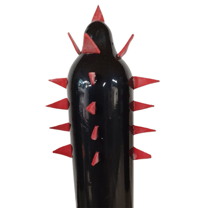 CONDOMERIE - PRESERVATIVO DECORATIVO PINTADO A MANO CACTUS NEGRO XL | VibraZon