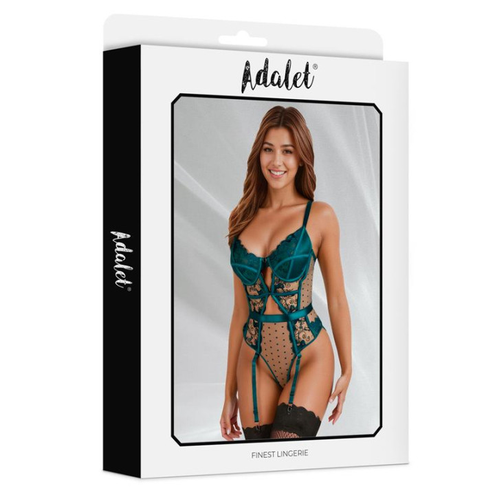 Chloe Teddy con Liguero Verde de Adalet Lingerie | VibraZon
