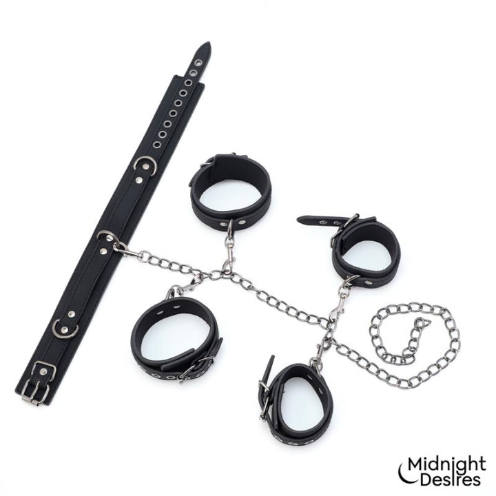 Set de Restricciones con Collar y Esposas de Midnight Desires | VibraZon