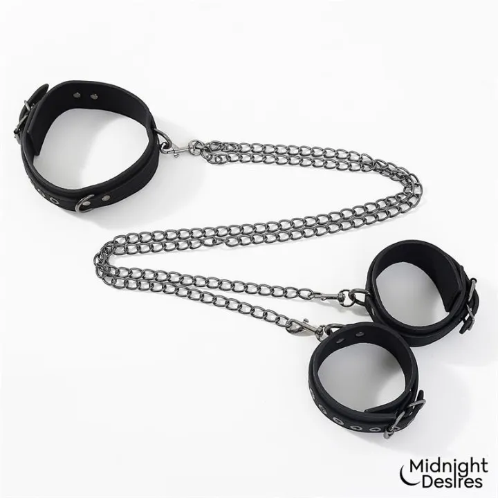 Collar con Esposas para Tobillos con Cadena de Midnight Desires