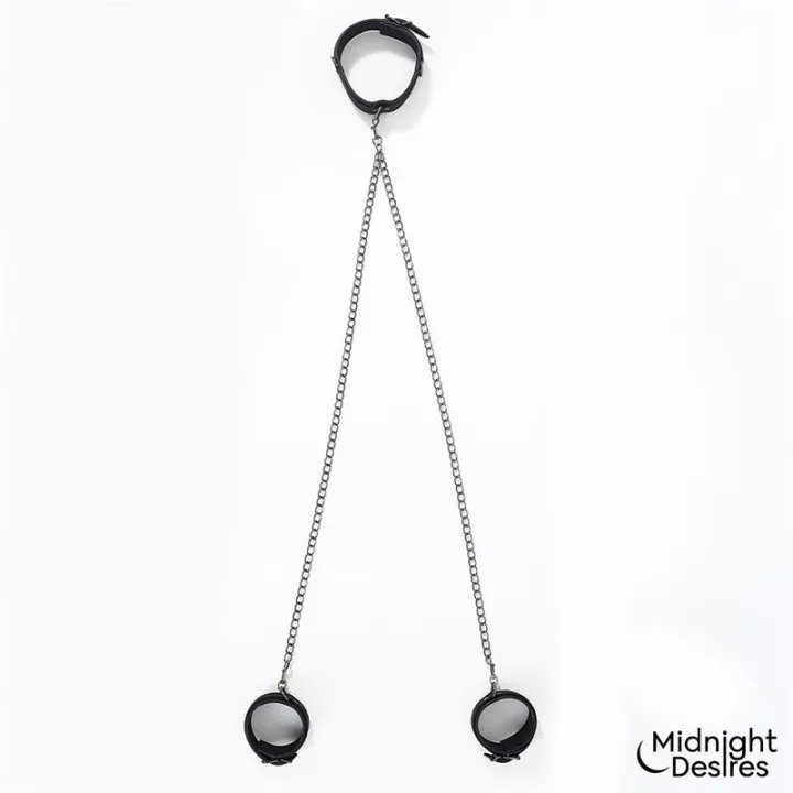 Collar con Esposas para Tobillos con Cadena de Midnight Desires