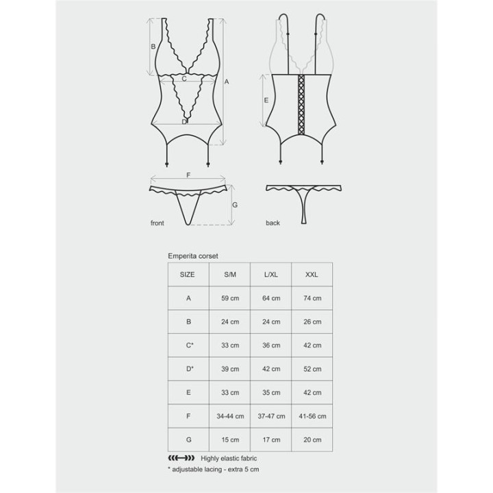 Emperita Corset y Tanga Color Negro de Obsessive | VibraZon