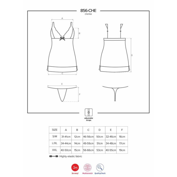 856-CHE-1 Chemise y Tanga Color Negro de Obsessive | VibraZon