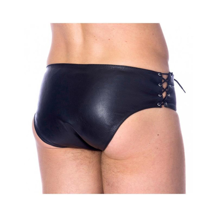Slips de Cuero Ajustable Color Negro de Bondage Play | VibraZon