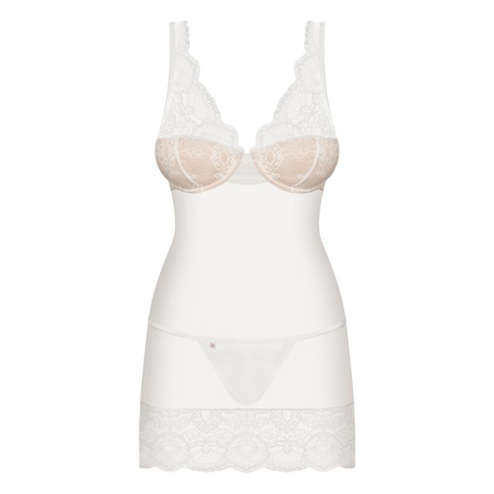 853-CHE-2 Chemise y Tanga Color Blanco de Obsessive | VibraZon