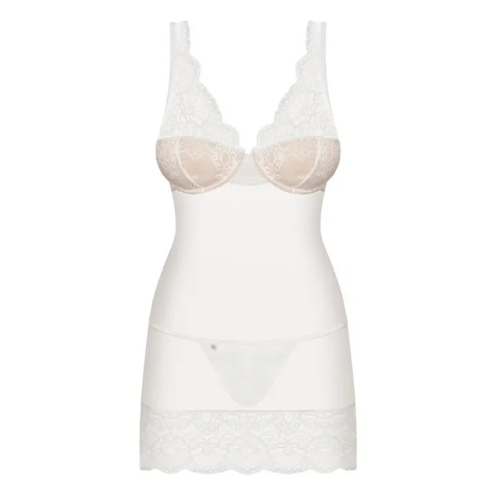 853-CHE-2 Chemise y Tanga Color Blanco de Obsessive