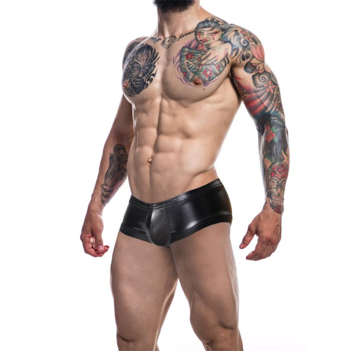 C4M10 Boxers Tipo Shorts Leatherette Negro de Cut4Men | VibraZon