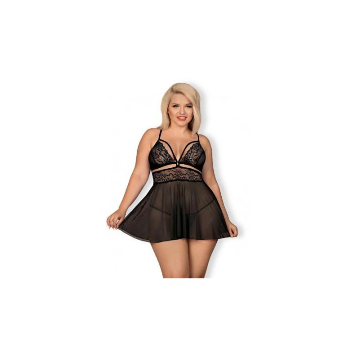Set Babydoll y Tanga Negro de Obsessive | VibraZon