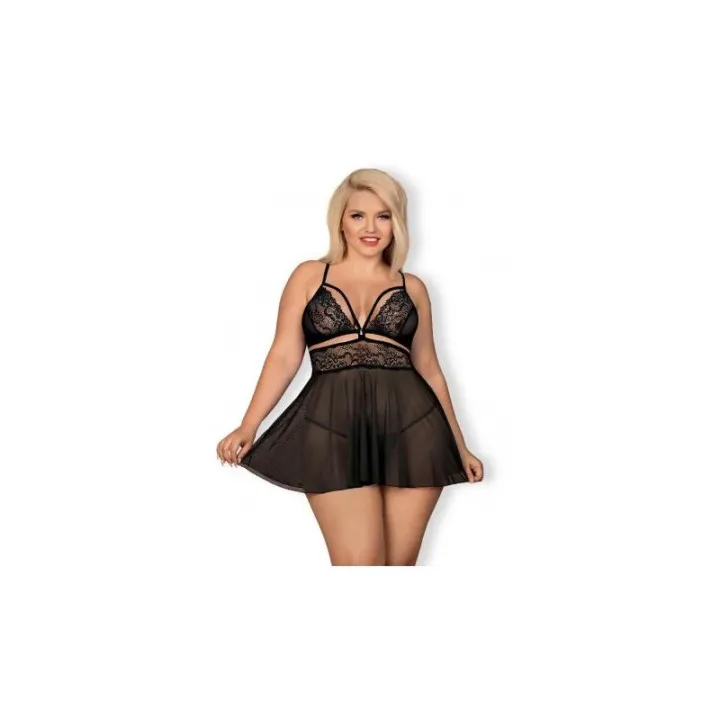 Set Babydoll y Tanga Negro de Obsessive