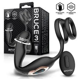 Bruce Masajeador Prostático 360º y Doble Anillo con Vibración de Intoyou