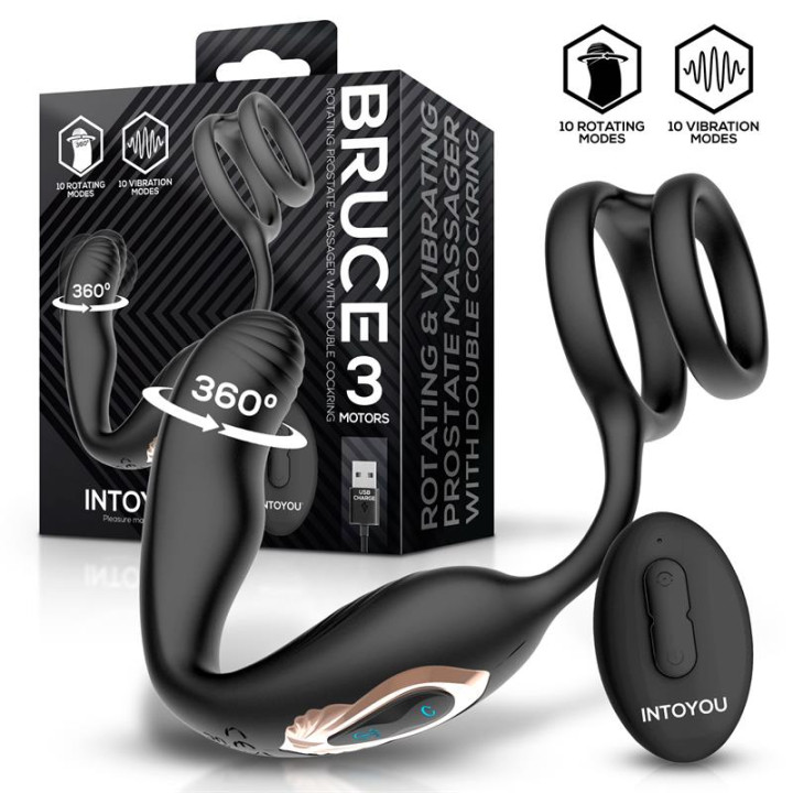 Bruce Masajeador Prostático 360º y Doble Anillo con Vibración de Intoyou | VibraZon