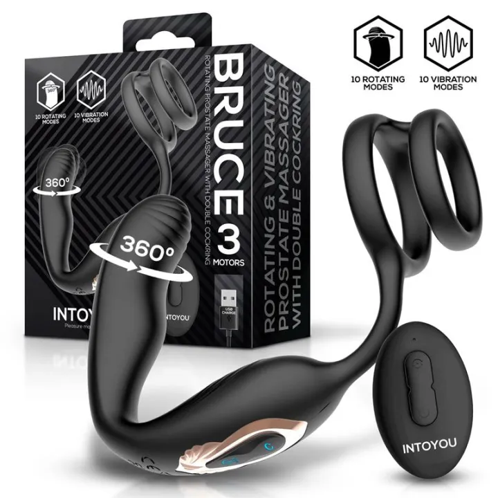 Bruce Masajeador Prostático 360º y Doble Anillo con Vibración de Intoyou