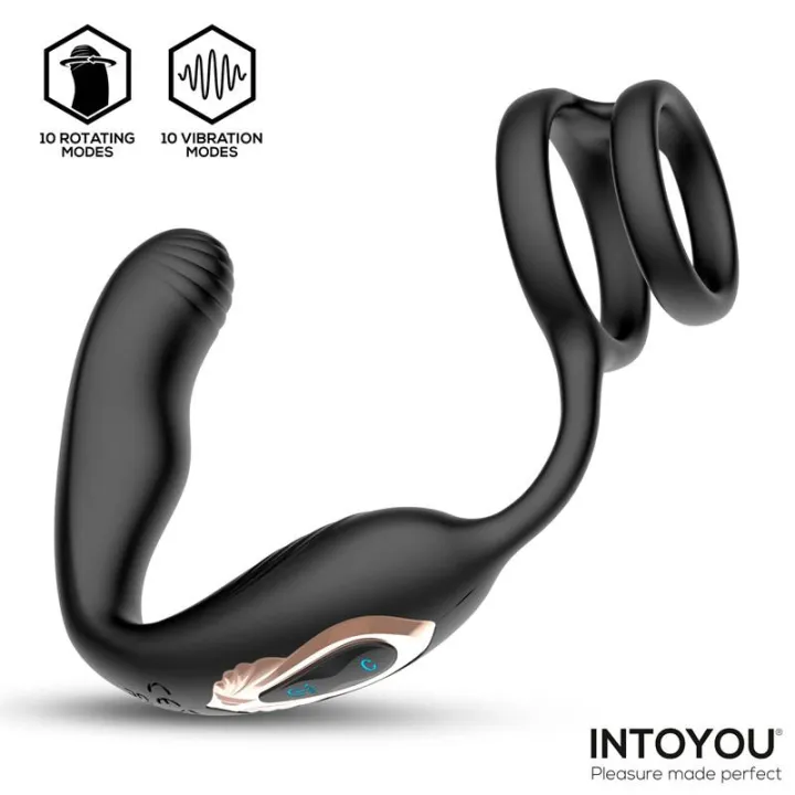 Bruce Masajeador Prostático 360º y Doble Anillo con Vibración de Intoyou