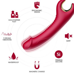 ARMONY - PRINCE DILDO VIBRADOR & ROTADOR ROJO | VibraZon
