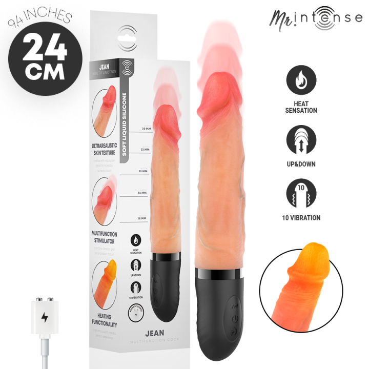 MR INTENSE - JEAN VIBRADOR UP&DOWN SILICONA CON EFECTO CALOR 24 CM -Ø- 3.8 CM | VibraZon