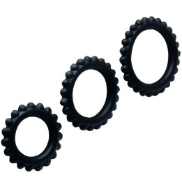 BAILE - TITAN SET 3 PCS PENE ANILLO NEGRO 2.8 + 2.4 + 1.9 CM | VibraZon