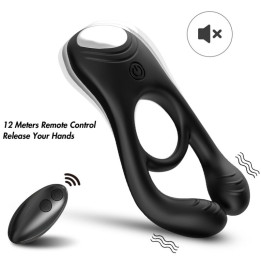 ARMONY - VEYRON ANILLO VIBRADOR DOBLE PINZA CONTROL REMOTO NEGRO | VibraZon