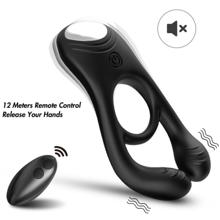 ARMONY - VEYRON ANILLO VIBRADOR DOBLE PINZA CONTROL REMOTO NEGRO | VibraZon