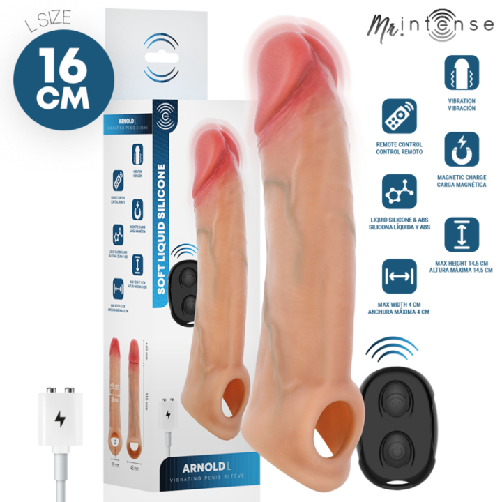 MR INTENSE - ARNOLD L VIBRADOR FUNDA PENE SILICONA CONTROL REMOTO 16 CM -Ø- 4.5 CM | VibraZon