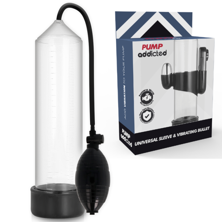 BOMBA ADDICTED - BOMBA ERECCIÓN RX3 TRANSPARENTE CON VIBRADOR | VibraZon