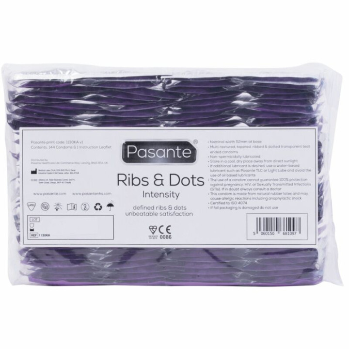 PASANTE - RIBS & DOTS PRESERVATIVOS INTENSITY 144 UNIDADES | VibraZon