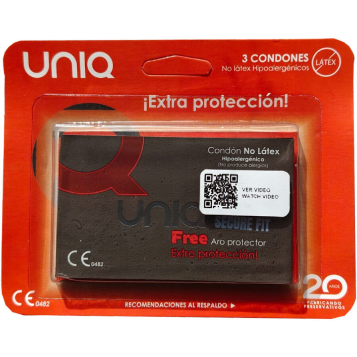 UNIQ - SECURE FIT PRESERVATIVOS SIN LÁTEX 3 UNIDADES | VibraZon