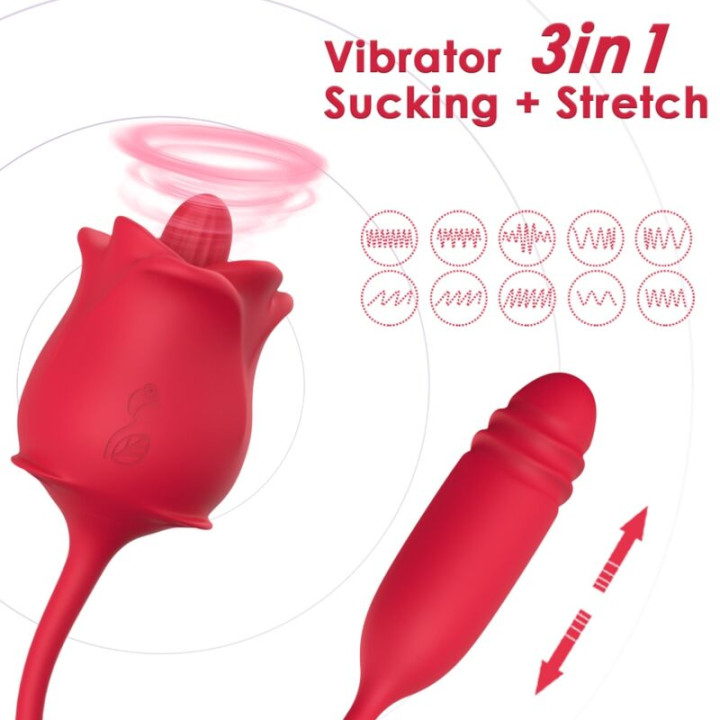 ARMONY - ROSA 3 EN 1, ESTIMULADOR, SUCCIONADOR Y UP&DOWN CON COLA ROJO | VibraZon